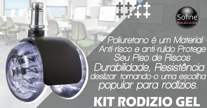 KIT 5 Rodízios para Cadeiras Giratórias De Gel