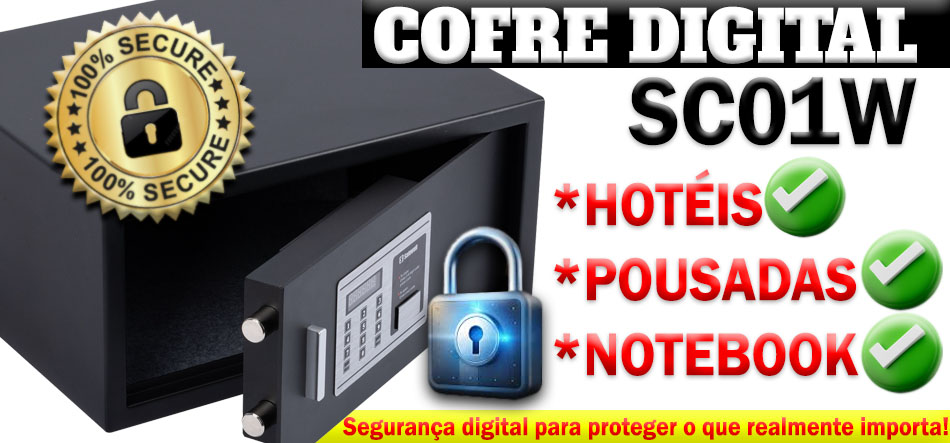 Cofre Digital para Hotéis e Pousadas com Espaço para Notebook SC01W