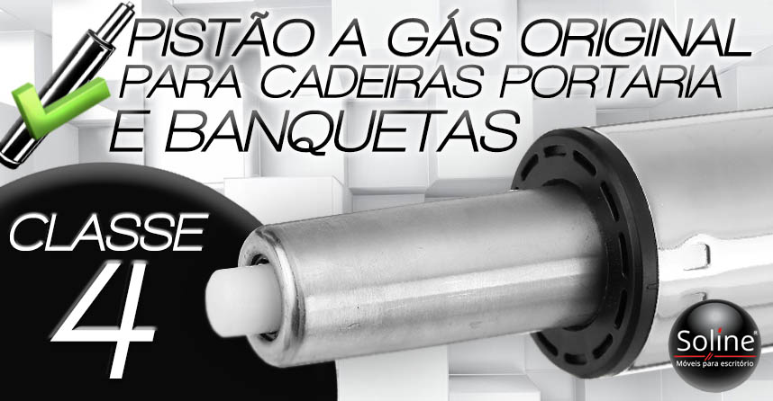 Pistão alto reforçado cromado para banquetas e cadeiras elevadas com sistema a gás Classe 04.